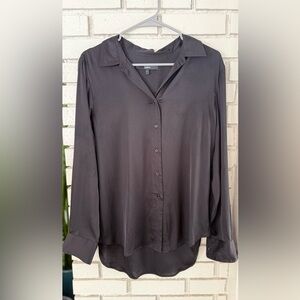 Quince Washable Stretch Silk Black Blouse Size L Quiet Luxury